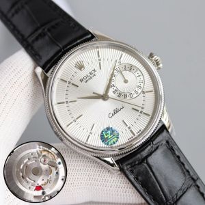 Rolex Cellini Date White Gold Silver Guilloche Dial 39mm Watch m50519-0006