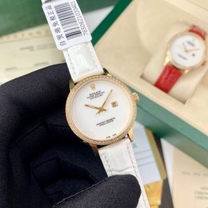 Rolex Datejust Female White Leather Watches rxzy02501129e Gold White