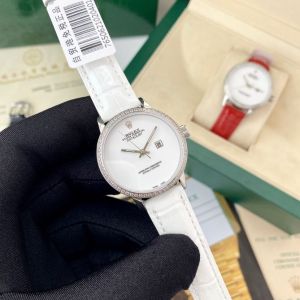Rolex Datejust Female White Leather Watches rxzy02511129c Silver White