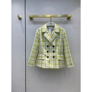 Dior Wool Coat - JACKET Lime and White Check'n'Dior Pop Wool Twill Reference: 141V26A1342_X0825 dioryg316107031