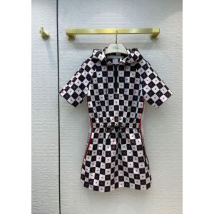 Dior Hooded Dress - DIORAMOUR HOODED SHORT DRESS Black, White and Red D-Chess Heart Technical Taffeta Jacquard Reference: 157R40A2732_X0835 dioryg353109031