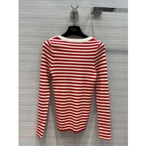 Dior Cashmere Sweater - DIOR MARINIÈRE SWEATER Red and White D-Stripes Ribbed Cashmere Reference: 224S34AM011_X3855 diorxx4224030522a
