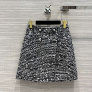 Chanel Skirt - Glittered Tweed Gray, Navy Blue & Silver Ref.  P71186 V62283 NC653 ccxx354609061