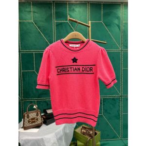 Dior Knitted Shirt - 'CHRISTIAN DIOR' SHORT-SLEEVED SWEATER Bright Pink Cashmere and Wool Knit Reference: 224S09AM308_X4800 diorsd4114021022b