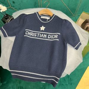 Dior Knitted Shirt - 'CHRISTIAN DIOR' SHORT-SLEEVED SWEATER Navy Blue Cashmere and Wool Knit Reference: 224S09AM308_X5800 diorsd4114021022c