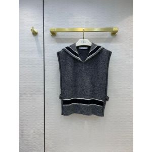 Dior Vest - SLEEVELESS SWEATER Navy Blue and White Wool and Cashmere Knit Mouliné Reference: 144T51AM303_X5810 dioryg303806131