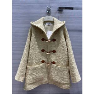 Celine Wool Hooded Coat Jacket - BURNOUS CARDIGAN IN BOUCLÉ WOOL NATURAL REFERENCE : 2M662768L.03NA cexx304206131