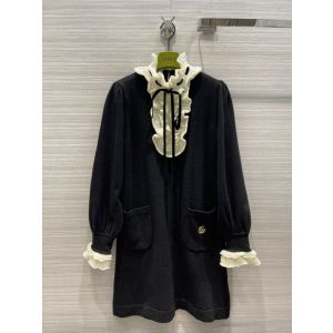 Gucci Dress - Wool and cashmere dress with ruffles Style ‎666013 XKBZ5 1043 ggxx395412151