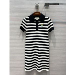 Gucci Dress - Striped Cotton Knit Polo Dress ggxx254304201