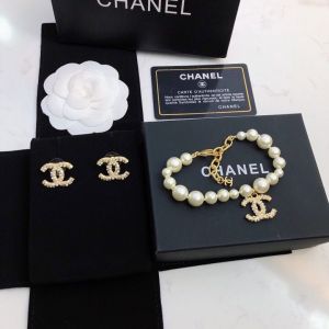 Chanel earrings and Chanel bracelet set ccjw1215-cs