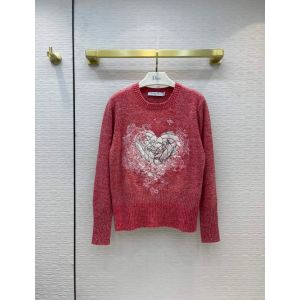 Dior Wool Sweater - DIORAMOUR SWEATER Red and White D-Royaume d'Amour Wool and Cashmere Knit Reference: 154S32AM120_X0830 dioryg329107251