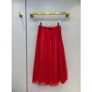 Dior Skirt - DIORAMOUR MID-LENGTH PLEATED SKIRT Red Heart Plumetis Tulle Reference: 151J56A8959_X3250 dioryg328407241a
