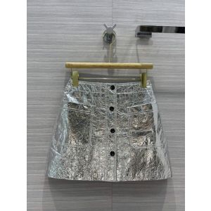 Dior Leather Skirt - MINISKIRT Silver-Tone Metallic Lambskin Reference: 145J31AL016_X0995 diorxx290005281