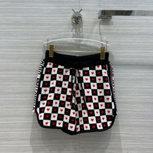 Dior Short Pant - DIORAMOUR SHORTS Black, White and Red D-Chess Heart Cashmere Knit and Double-Sided Technical Wool Reference: 154P17AM013_X0835 diorxx330607271