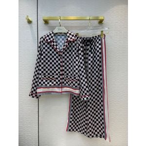 Dior Casual Suit / Pajamas - DIORAMOUR JACKET Black, White and Red D-Chess Heart Silk Twill Reference: 151V48A6632_X0835 dioryg329907251