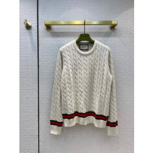 Gucci Cashmere Sweater Unisex - Cable knit sweater with Web Style ‎673489 XKB2N 9275 ggyg386511251-ub