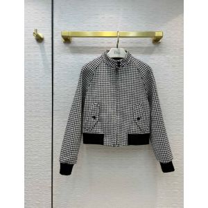 Dior Jacket - BOMBER JACKET Black and White Wool Twill and Silk with Micro Houndstooth Motif Reference: 211C15A1110_X9330 dioryg386911261