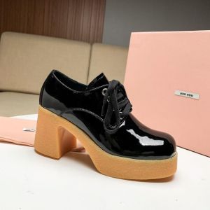 Miu Miu Patent Leather Lace-up Shoes mmbin0581028a Black