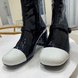 Miu Miu Patent Leather Boots mmbin0611028 Black/White