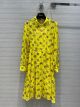 Dior Silk Dress - MID-LENGTH SHIRT DRESS Yellow Silk Chiffon with Multicolor Dior Pixel Zodiac Motif Reference: 241R42A6553_X2829 diorxx5025070322b