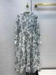 Dior Dress - Long Dress Navy Blue Cotton Muslin with Toile de Jouy Flowers Motif dioryg378711031