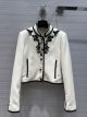 Dior Coat Jacket - EMBROIDERED CROPPED JACKET White wool and silk with black trim motif No .: 311V53X1162_X0901 diorxx5882110422