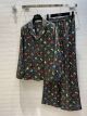 Dior Casual Suit / Pajamas - DIOR CHEZ MOI SHIRT Black Silk Twill with Multicolor Dior Pixel Zodiac Motif Reference: 241V33A6633_X9729 diorxx5093070722a