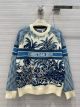 Dior Sweater - Navy Blue and White Stretch Cashmere and Wool with Dior Palms Motif diorxx250004161