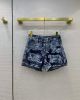 Dior Denim Short Pant - Shorts Blue Cotton Denim with Deep Blue Toile de Jouy Reverse Motif dioryg311206241