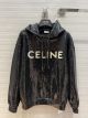 Celine Hoodie - CELINE LOOSE SWEATSHIRT WITH HOOD AND ALL-OVER EMBROIDERY IN COTTON CASHMERE FLEECE cexx4171022322