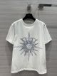 Dior T-shirt - T-SHIRT Ecru Cotton Jersey and Linen with Blue Rêve d'Infini Motif Reference: 313T09A4405_X0825 diorxx5790102322