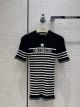 Dior Knitted Shirt - SHORT SLEEVE SWEATER Navy and white cotton ribbed knit with logo No .: 314S85AM713_X5800 dioryg5817102322